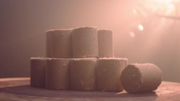 Ένα Παραδοσιακό Βραζιλιάνικο Γλυκό Που Λέγεται Πάοκα Φτιαγμένο Από Φιστίκια — Αρχείο Βίντεο
