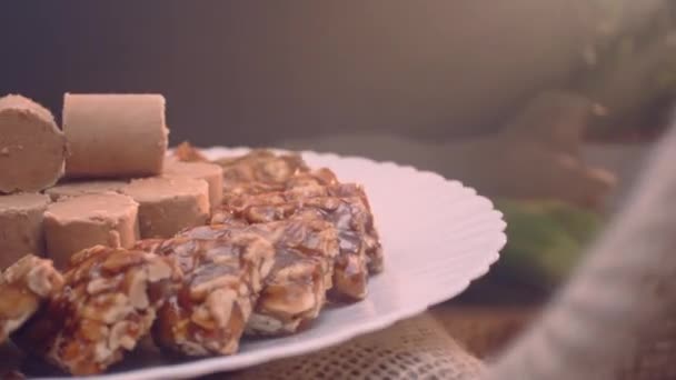 Dulces Brasileños Tradicionales Conocidos Como Pacoca Moleque Hecho Cacahuetes — Vídeo de stock