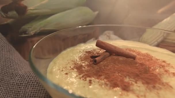 Traditional Brazilian sweet called Curau. Made with corn — Stock Footage Traditional Brazilian Sweet Called Curau Made Corn Stock Video