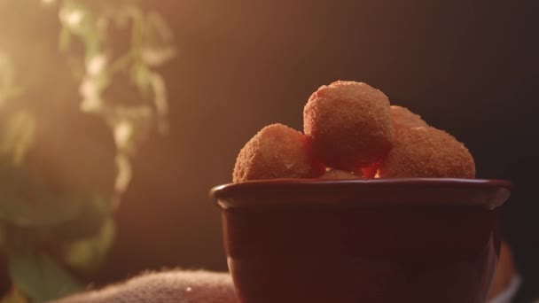Mozzarella Cheese Balls Fried Royalty Free Stock Video
