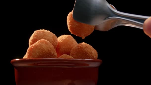 Mozzarella Cheese Balls Fried — Stock Video