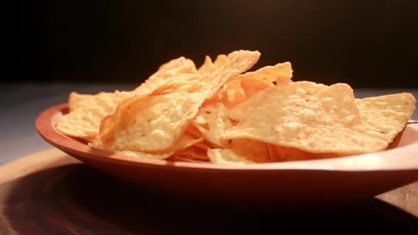 Piatto Primo Piano Pieno Nachos — Video Stock