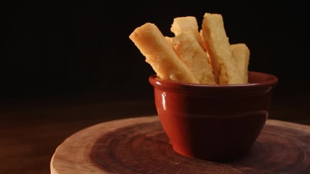 Polenta Frita Palitos Polenta Papas Fritas Polenta — Vídeo de stock