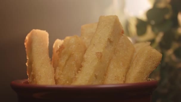 Fried Polenta Polenta Sticks Polenta Fries — Stock Video