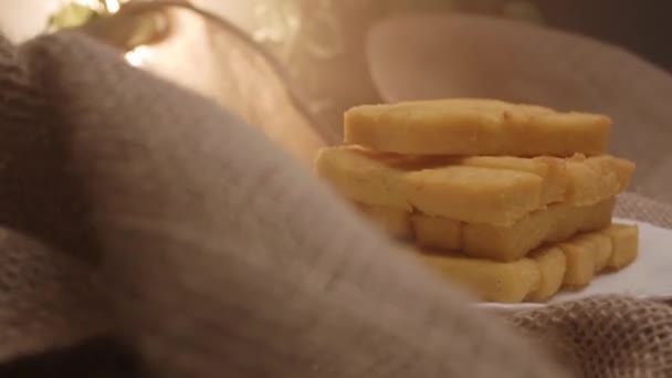 Gefrituurde Polenta Polenta Sticks Polenta Frietjes — Stockvideo