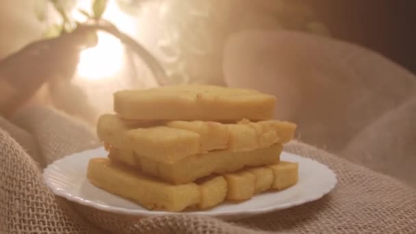Τηγανητή Πολέντα Πολέντα Πολέντα Τηγανητές Πατάτες — Αρχείο Βίντεο