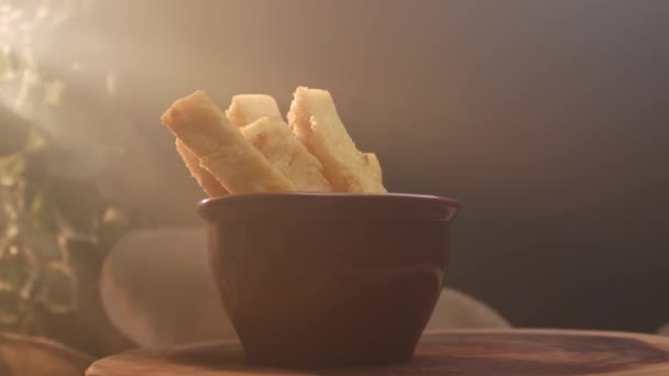 Kızarmış Polenta Polenta Çubukları Patates Kızartması — Stok video