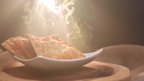 Pastelaria Frita Prato Com Sabores Diferentes — Vídeo de Stock