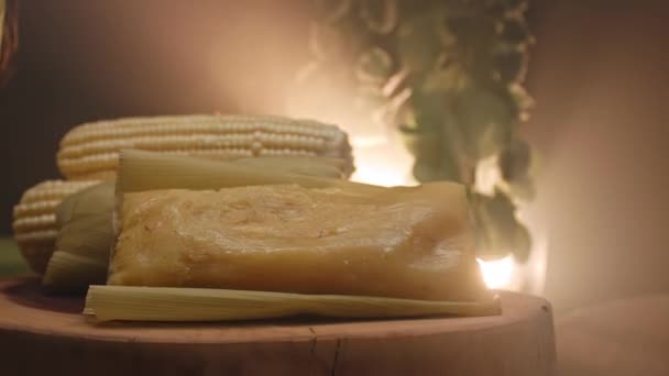 Comida Brasileira Típica Feita Com Milho Chamada Pamonha — Vídeo de Stock