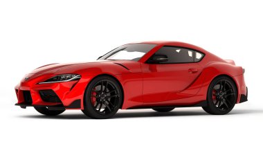 Almaty, Kazakistan. 15 Kasım: Hızlı spor araba Toyota supra Gr beyaz arka planda izole edildi. 3d hazırlayıcı