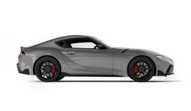 Almaty, Kazakistan. 15 Kasım: Hızlı spor araba Toyota supra Gr beyaz arka planda izole edildi. 3d hazırlayıcı