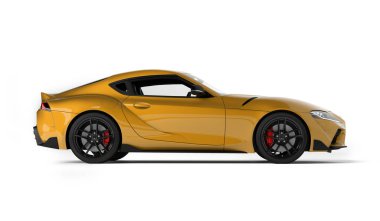 Almaty, Kazakistan. 15 Kasım: Hızlı spor araba Toyota supra Gr beyaz arka planda izole edildi. 3d hazırlayıcı