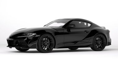 Almaty, Kazakistan. 15 Kasım: Hızlı spor araba Toyota supra Gr beyaz arka planda izole edildi. 3d hazırlayıcı