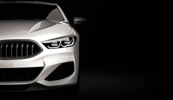 Kazahstan, Almaty - 20 ianuarie 2020: Noul BMW Seria 8 Coupé pe fundal întunecat. 3d redare — Fotografie, imagine de stoc