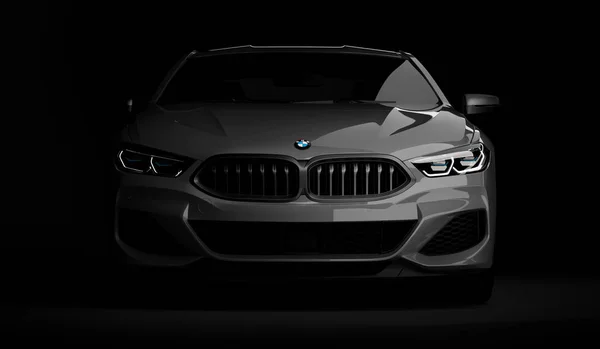 Kazakstan, Almaty - 20 januari 2020: Helt ny Bmw 8 Series Coupe på mörk bakgrund. 3D-återgivning — Stockfoto