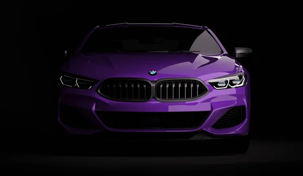 Kazakhstan, Almaty - 20 janvier 2020 : Tout nouveau coupé BMW Série 8 sur fond sombre. 3d rendu — Photo