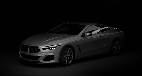 Kazakhstan, Almaty - 20 січня 2020: All new Bmw 8 Series Coupe on dark background. 3d рендеринг — стокове фото