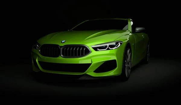 Kazakhstan, Almaty - 20 січня 2020: All new Bmw 8 Series Coupe on dark background. 3d рендеринг — стокове фото