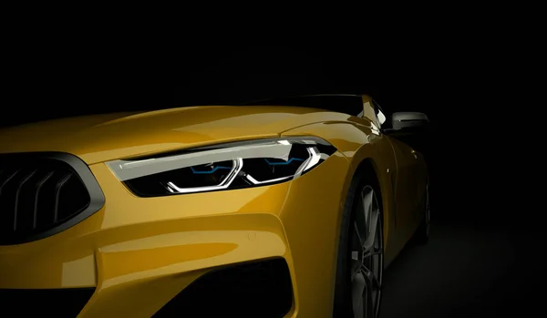 Казахстан, Алма-Ата - 20 января 2020 года: Новый BMW 8 Series Coupe на темном фоне. 3D рендеринг — стоковое фото