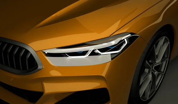 Kazakhstan, Almaty - 20 de janeiro de 2020: novo BMW 8 Series Coupe em fundo escuro. Renderização 3d — Fotografia de Stock