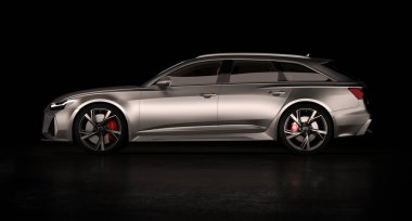 Almaty, Kazakistan. 28 Mart 2020: beyaz arka planda izole edilmiş Audi RS6 Avant lüks lüks araba. 3 Boyutlu Hazırlama