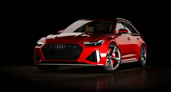 Almaty, Kazakistan. 28 Mart 2020: beyaz arka planda izole edilmiş Audi RS6 Avant lüks lüks araba. 3 Boyutlu Hazırlama