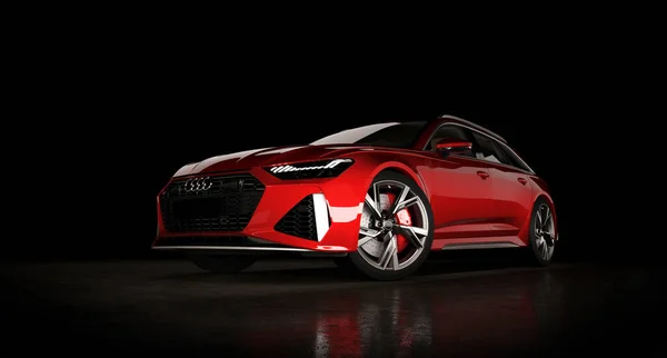 Almaty, Kazakistan. 28 Mart 2020: beyaz arka planda izole edilmiş Audi RS6 Avant lüks lüks araba. 3 Boyutlu Hazırlama