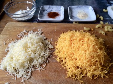 Ingredients for pasta, cheese paste