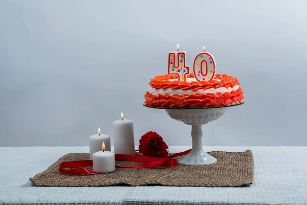 Decorated cake with 40 candle