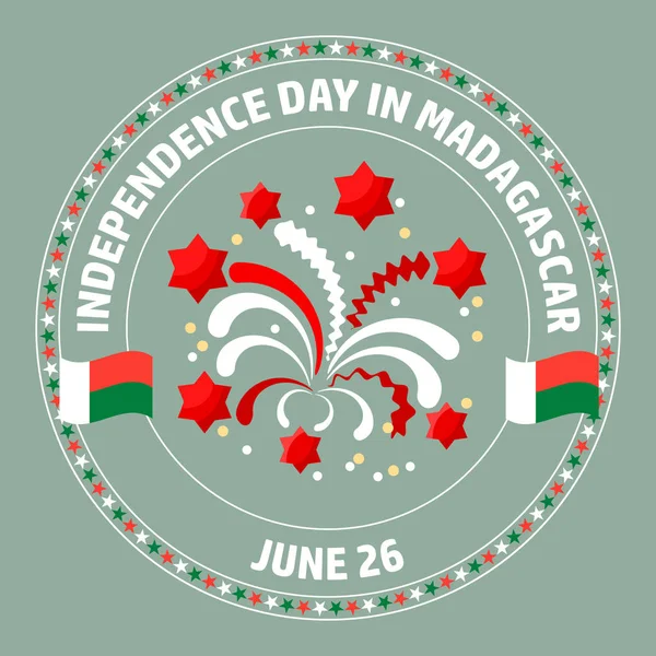 De dag van de onafhankelijkheid van de Madagaskar-label. Vector. — Stockvector