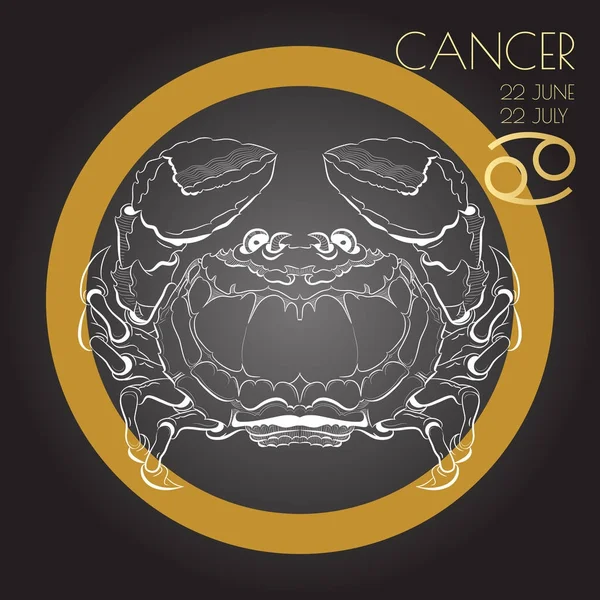 Segno zodiacale Cancro su sfondo nero . — Vettoriale Stock