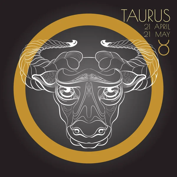 Signe du zodiaque Taureau sur fond noir . — Image vectorielle