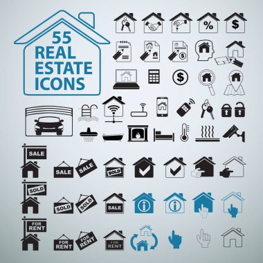 Emlak simgeler ayarla, iş işaretler vektör.