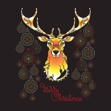 Elle çizilmiş sevimli Noel geyiği, Xmas sembolleri