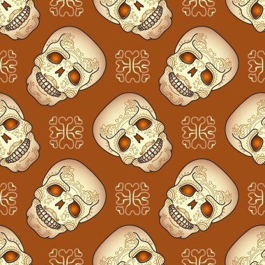 Ölülerin günü şeker kafatası ile seamless modeli. 