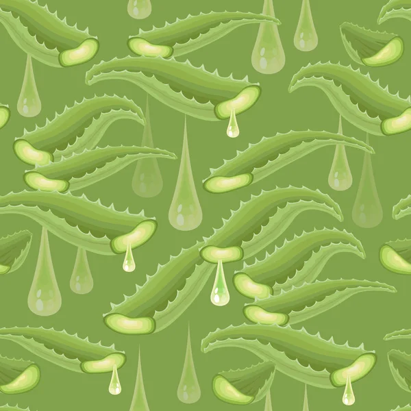 滴でアロエベラを葉します。シームレスなパターン ベクトル. — ストックベクタ