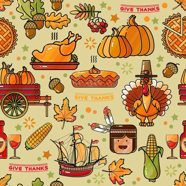 Thanksgiving Holiday Texture. Seamless Pattern. — Stock Vector