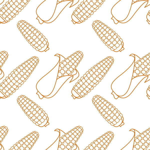 Бесшовный рисунок с контуром кукурузы. Векторный фон
