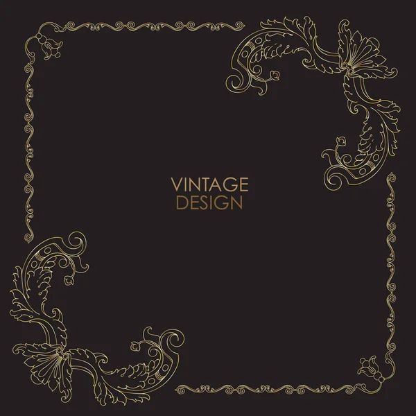 Vintage dekorative goldene Rahmen mit linearen floralen antiken Wirbel. Vektor. — Stockvektor