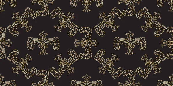 Απρόσκοπτη μοτίβο με vintage χρυσά μπαρόκ floral διακοσμητικά στοιχεία. Διάνυσμα. — Διανυσματικό Αρχείο