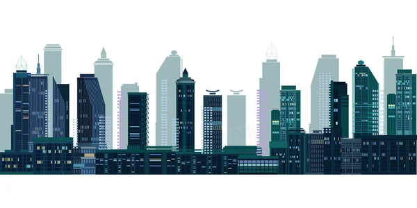 City panorama with grey skyscrapers on white background. Vector illustration. — ストックベクタ