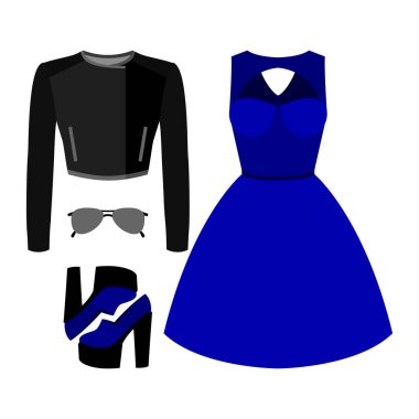 Kadın'ın giysiler rocer ceket, elbise ve aksesuarlar ile dizi