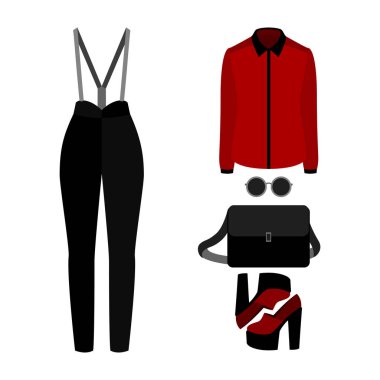 Kadın'ın giysiler külot, gömlek ve aksesuarları ile dizi