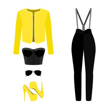 Kadın'ın giysiler külot, ceket, büstiyer üst ve aksesuarları ile dizi