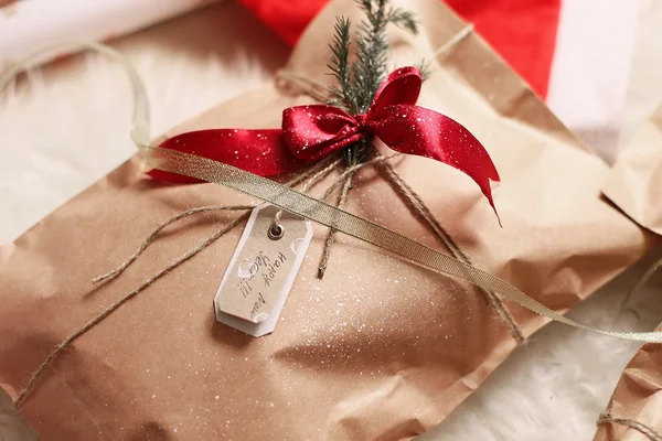 Gyönyörű karácsonyi ajándék fotó — Stock Fotó
