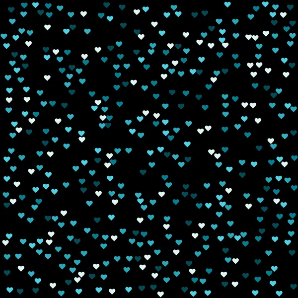 无缝抽象心蓝模式矢量，黑色背景 — 图库矢量图片