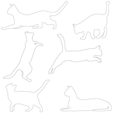 kedi koleksiyonu - siluet vektör