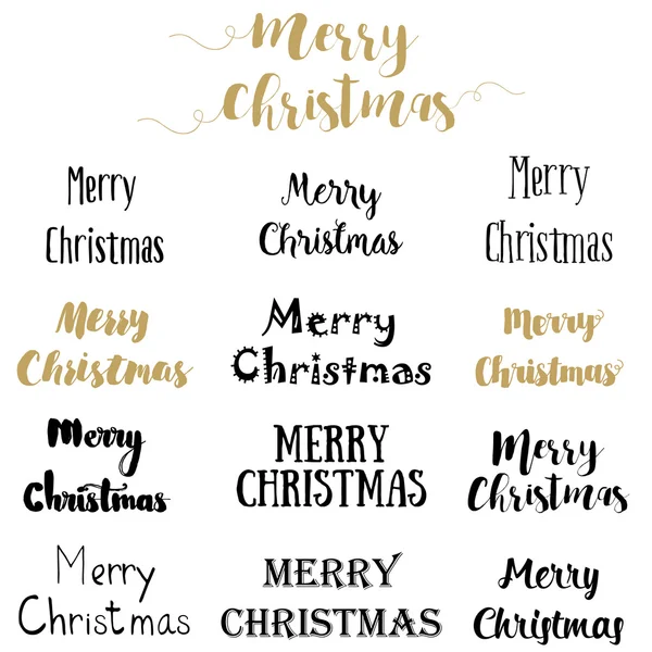 Merry Christmas Lettering Design Set. Vectorillustratie EPS10 — Stockvector