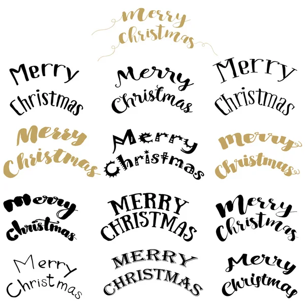 Merry Christmas Lettering Design Set. Vector illustration EPS10 — Stock Vector