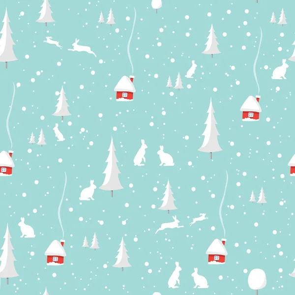 快乐圣诞快乐新的一年，兔无缝模式 — 图库矢量图片